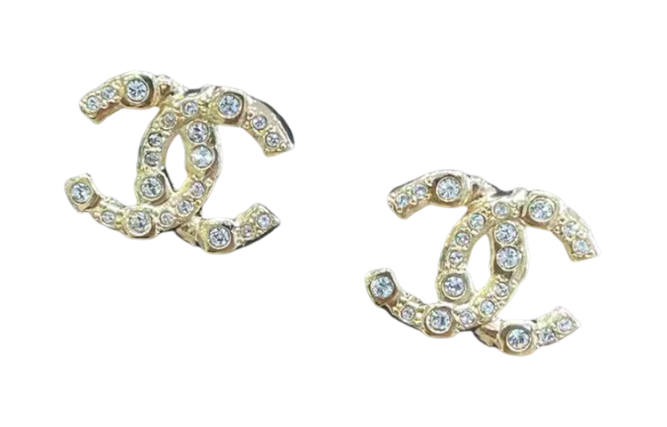 (Women) CHANEL Double C Logo Rhinestone Earrings Gold for Women. ABD310B16658NX994 圖 4