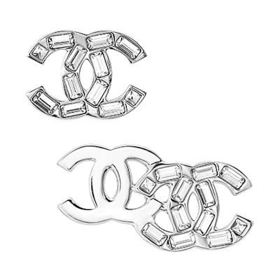 (Women) CHANEL Double C Metal & Rhinestone Earrings Silver Accessories AB7869-B07685-NG912