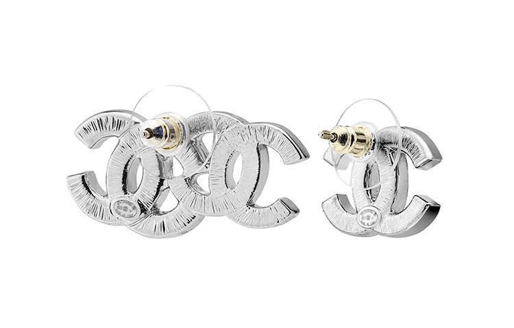 (Women) CHANEL Double C Metal & Rhinestone Earrings Silver  Accessories AB7869-B07685-NG912 圖 3