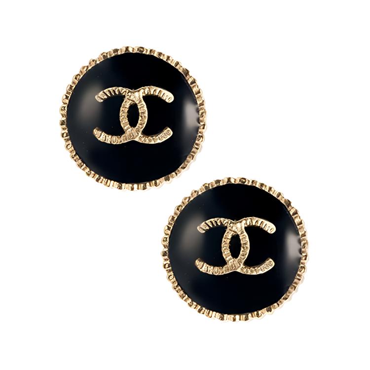 (Women) CHANEL Double C Metal Earrings Black A95896-Y02018-Z2047