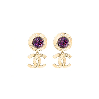 (Women) CHANEL Double C Metal Earrings Gold AB7245-B07015-NF923