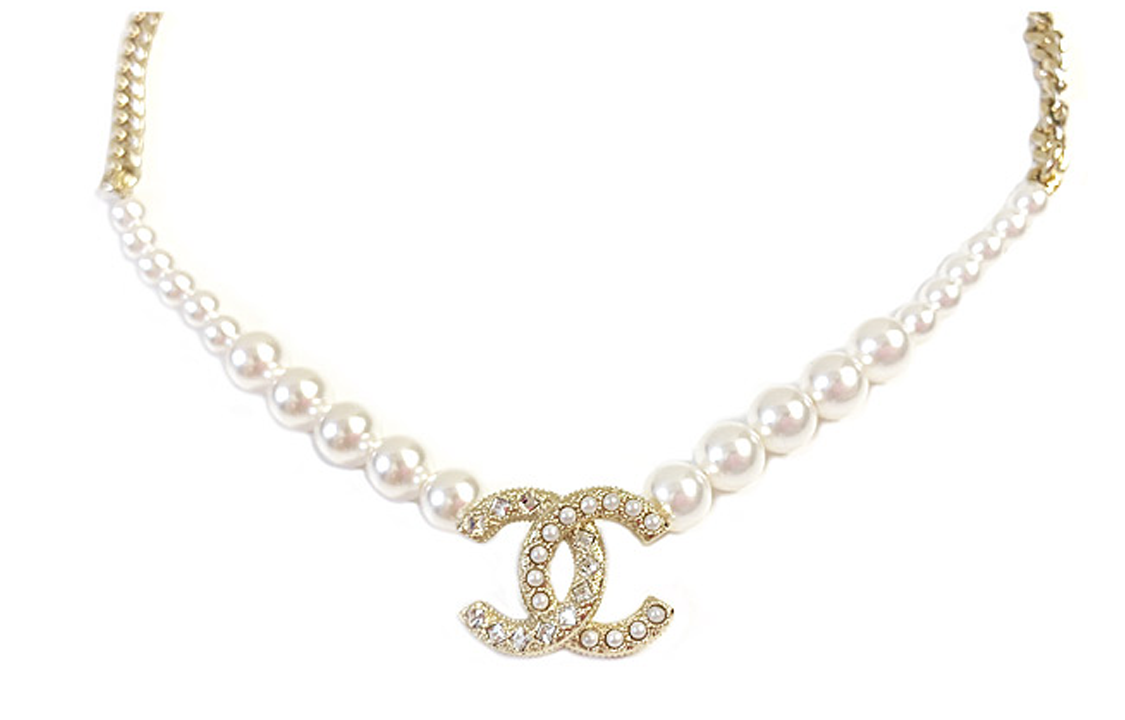 (Women) CHANEL Double C Metal Faux Pearl Necklace Women’s Gold/Pearl White. AB6549-B06135-ND169 圖 2
