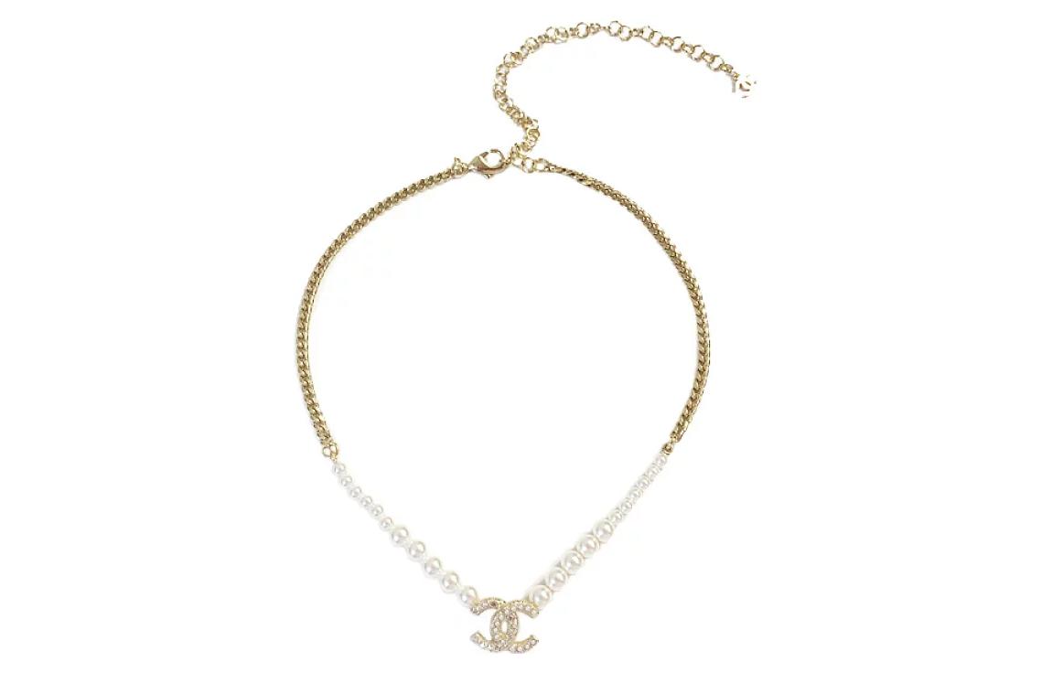 (Women) CHANEL Double C Metal Faux Pearl Necklace Women’s Gold/Pearl White. AB6549-B06135-ND169 圖 3