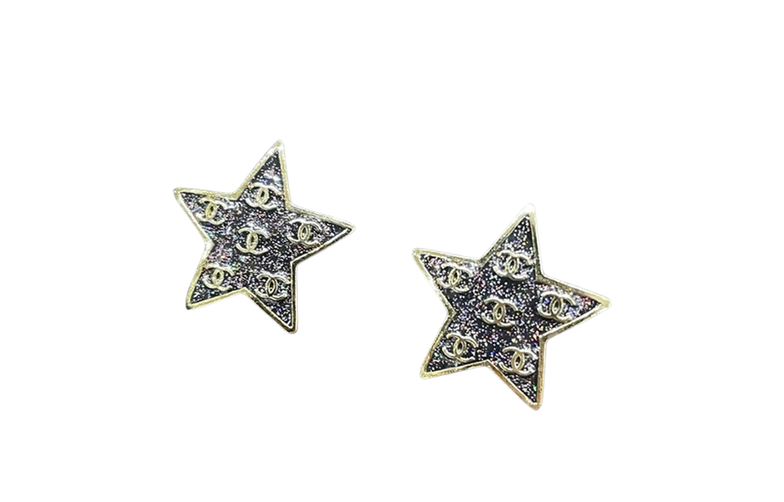 (Women) CHANEL Double C Metal Logo Gold Black Star Earrings for Women Gold/Black. ABC698-B15371-NU451 圖 3