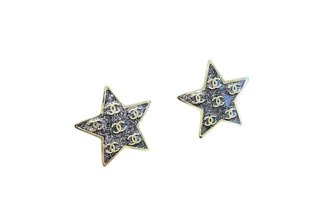 (Women) CHANEL Double C Metal Logo Gold Black Star Earrings for Women Gold/Black. ABC698-B15371-NU451 圖 4