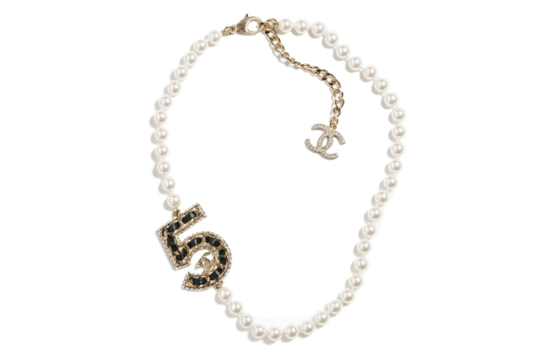 (Women) CHANEL Double C No.5 Pendant Lambskin Necklace with Pearls -  White ABA169 B10371 圖 2