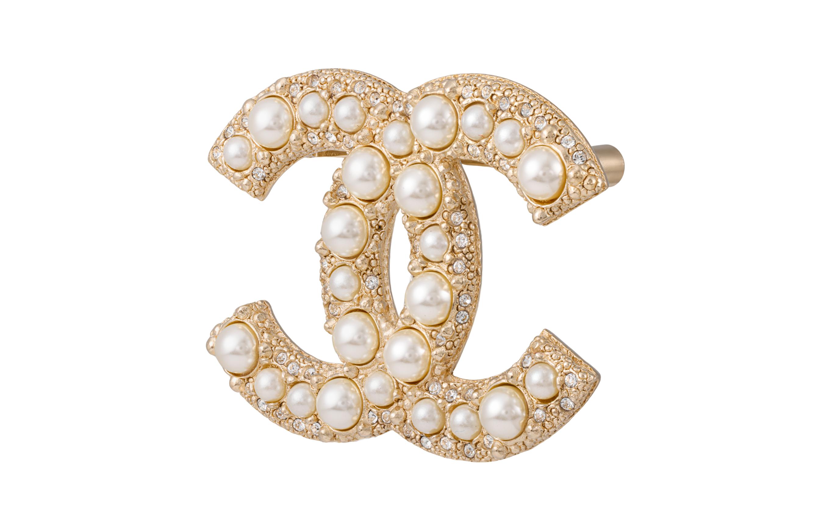 (Women) Chanel Double C Pearl Crystal Brooch for Women - Gold. A64762-B06258-ND321 圖 3