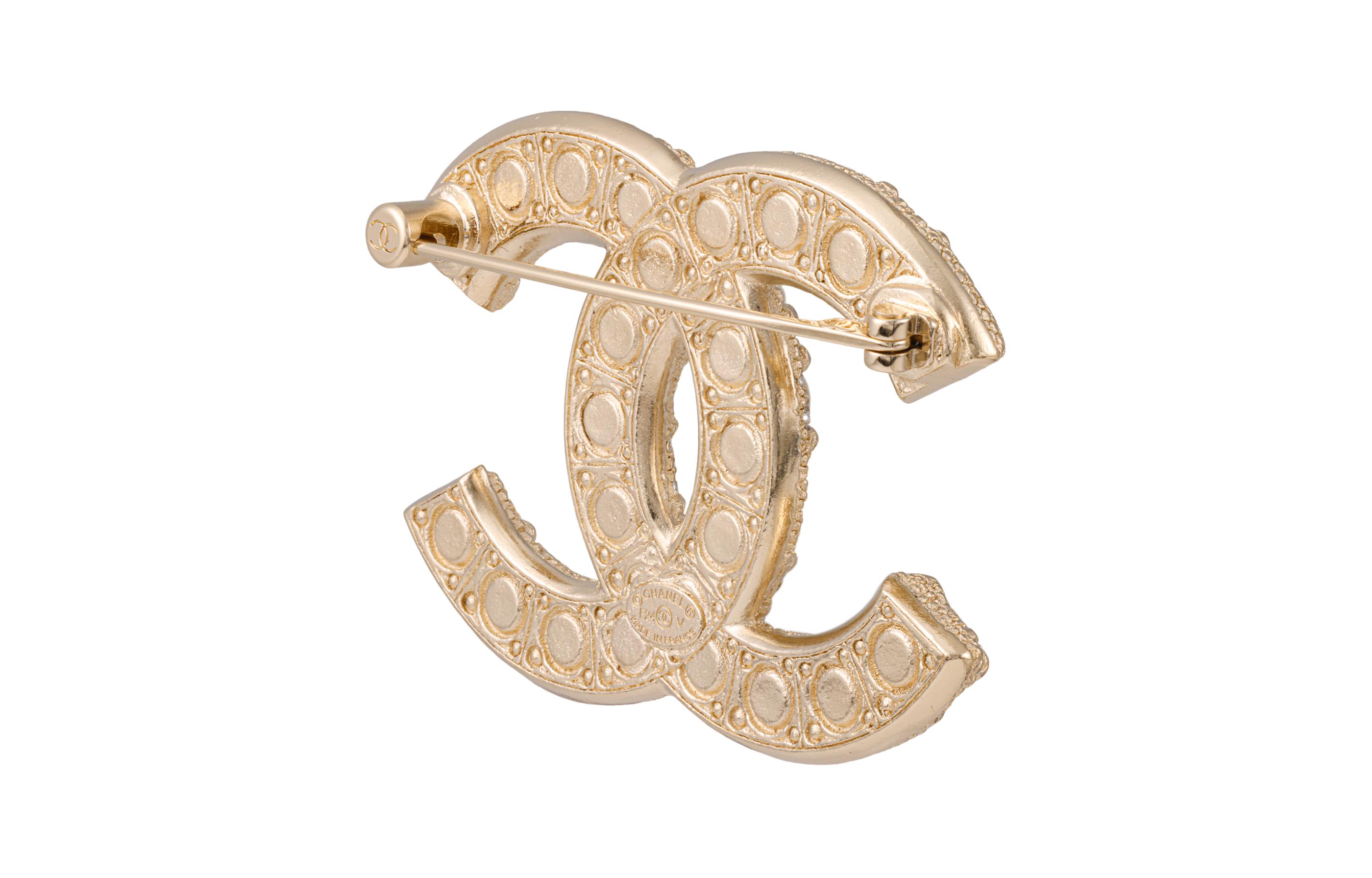 (Women) Chanel Double C Pearl Crystal Brooch for Women - Gold. A64762-B06258-ND321 圖 4