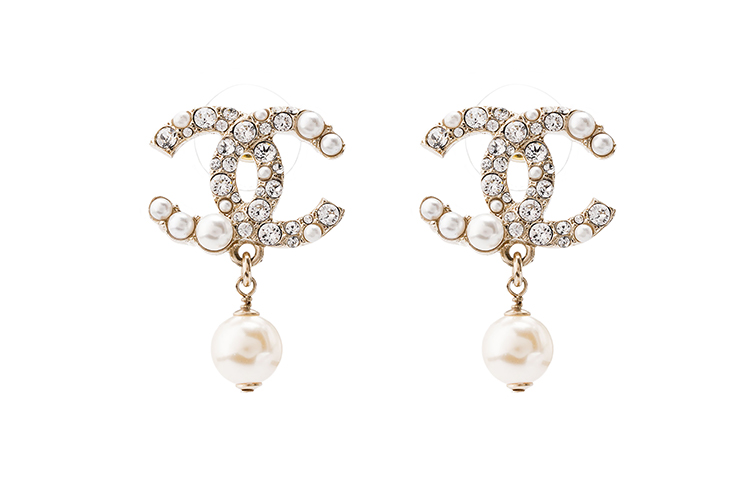 (Women) CHANEL Double C Pearl Pendant Metal Earrings Gold/Pearl White for Women AB5737-B04938-NB264 圖 2