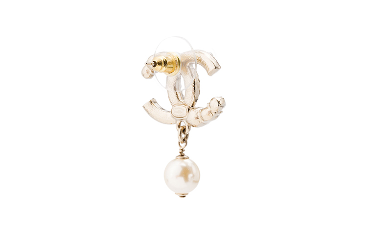 (Women) CHANEL Double C Pearl Pendant Metal Earrings Gold/Pearl White for Women AB5737-B04938-NB264 圖 4