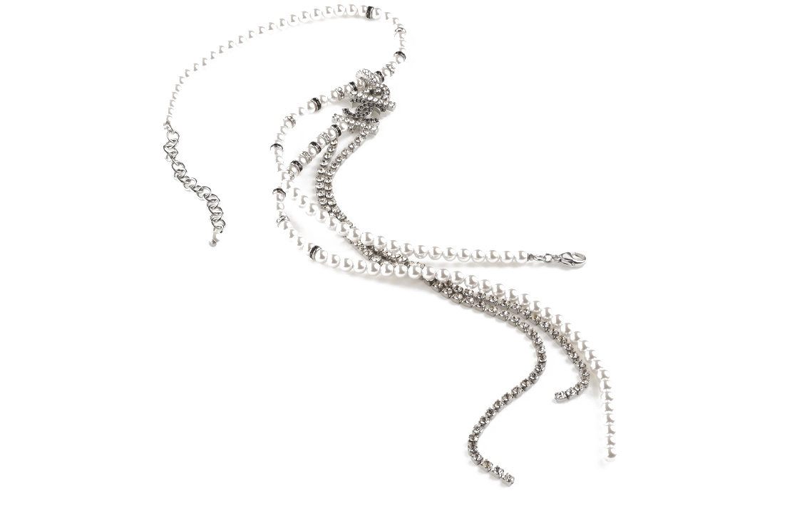 (Women) CHANEL Double C Pearl Rhinestone Metal Necklace for Women. AB8956-B08689-NJ339 圖 3