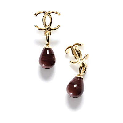 (Women) CHANEL Double C Pendant Earrings for Women - Red. ABB001-B13260-NP304