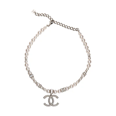 (Women) CHANEL Double C Pendant Metal Necklace for Women - Silver. ABA350-B10498-NN046