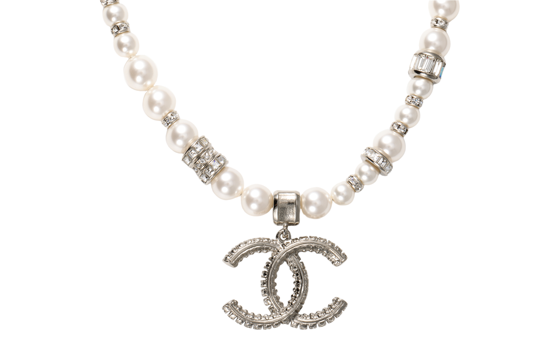 Shop (W) CHANEL 雙C吊墜金屬項鍊 女款 - 銀色 ABA350-B10498-NN046