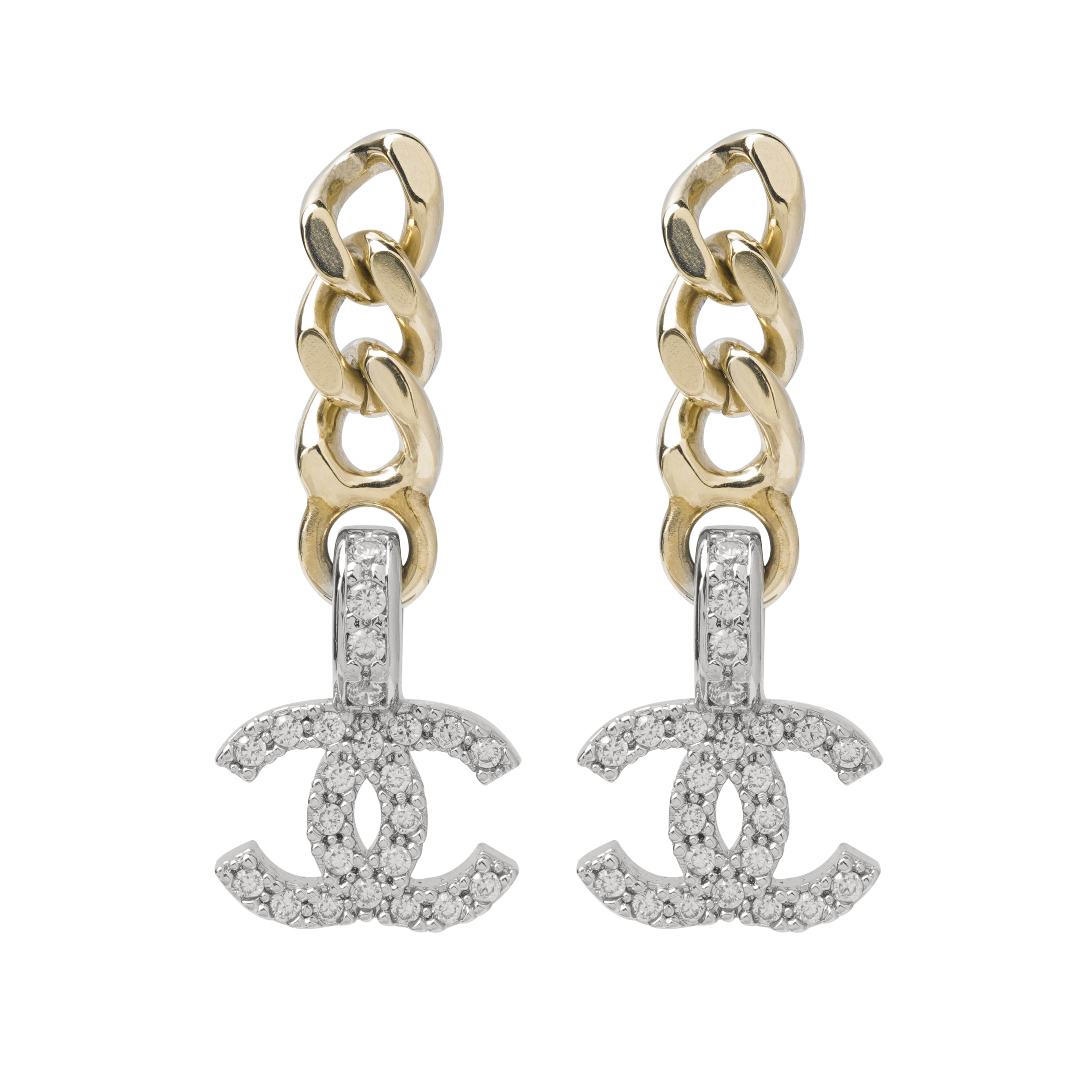 (Women) CHANEL Double C Pendant Metal Rhinestone Earrings for Women. AB8288-B07979-NH917 圖 2