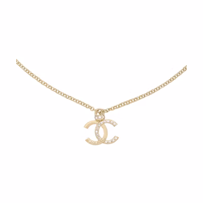 (Women) CHANEL Double C Pendant Necklace Gold - Metal with Rhinestones for Women ABD105-B16157-NW375