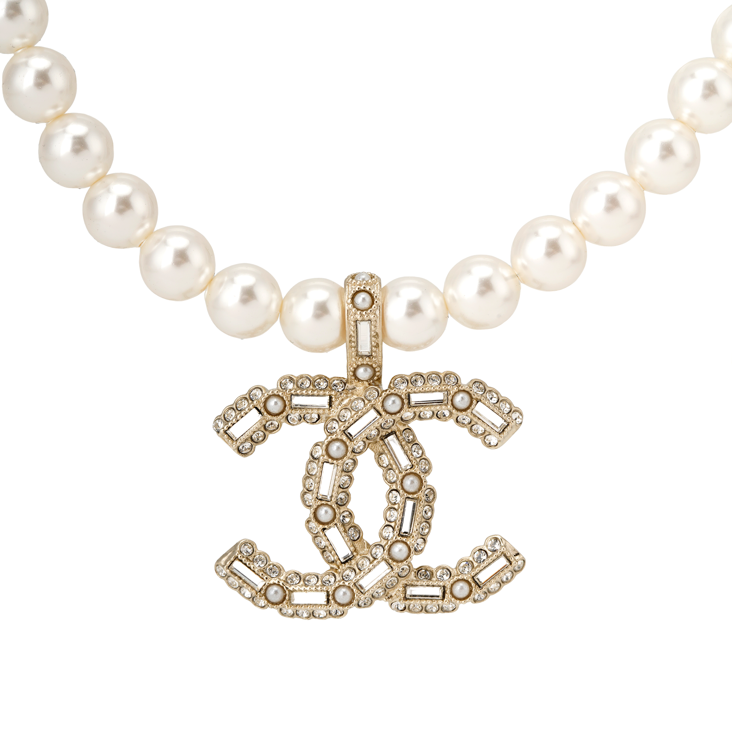 (Women) CHANEL Double C Pendant Necklace Gold for Women. AB8307-B08169-N1216