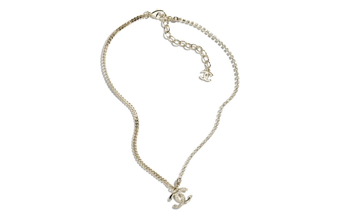 (Women) CHANEL Double C Pendant Necklace Gold with Rhinestones for Women. ABD044-B15387-NU491 圖 3