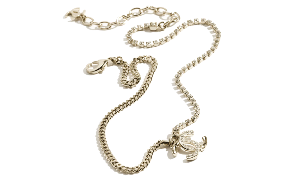 (Women) CHANEL Double C Pendant Necklace Gold with Rhinestones for Women. ABD044-B15387-NU491 圖 4