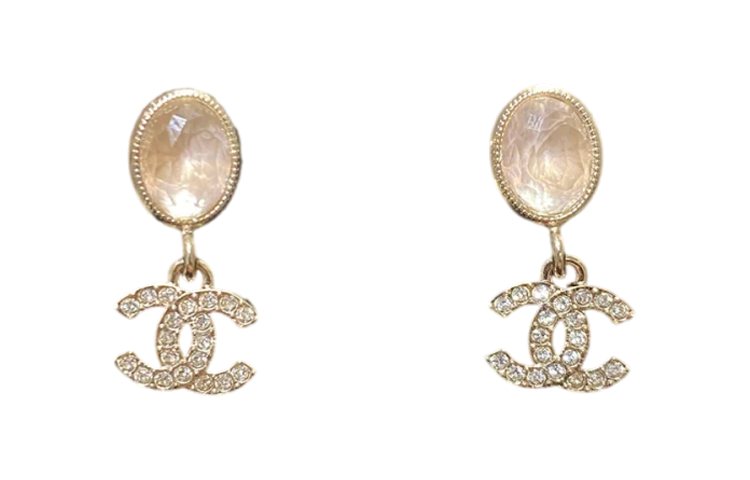 (Women) CHANEL Double C Pendant Rhinestone Gemstone  Earrings Gold 23B New. ABB806-B14168-NR61 圖 2