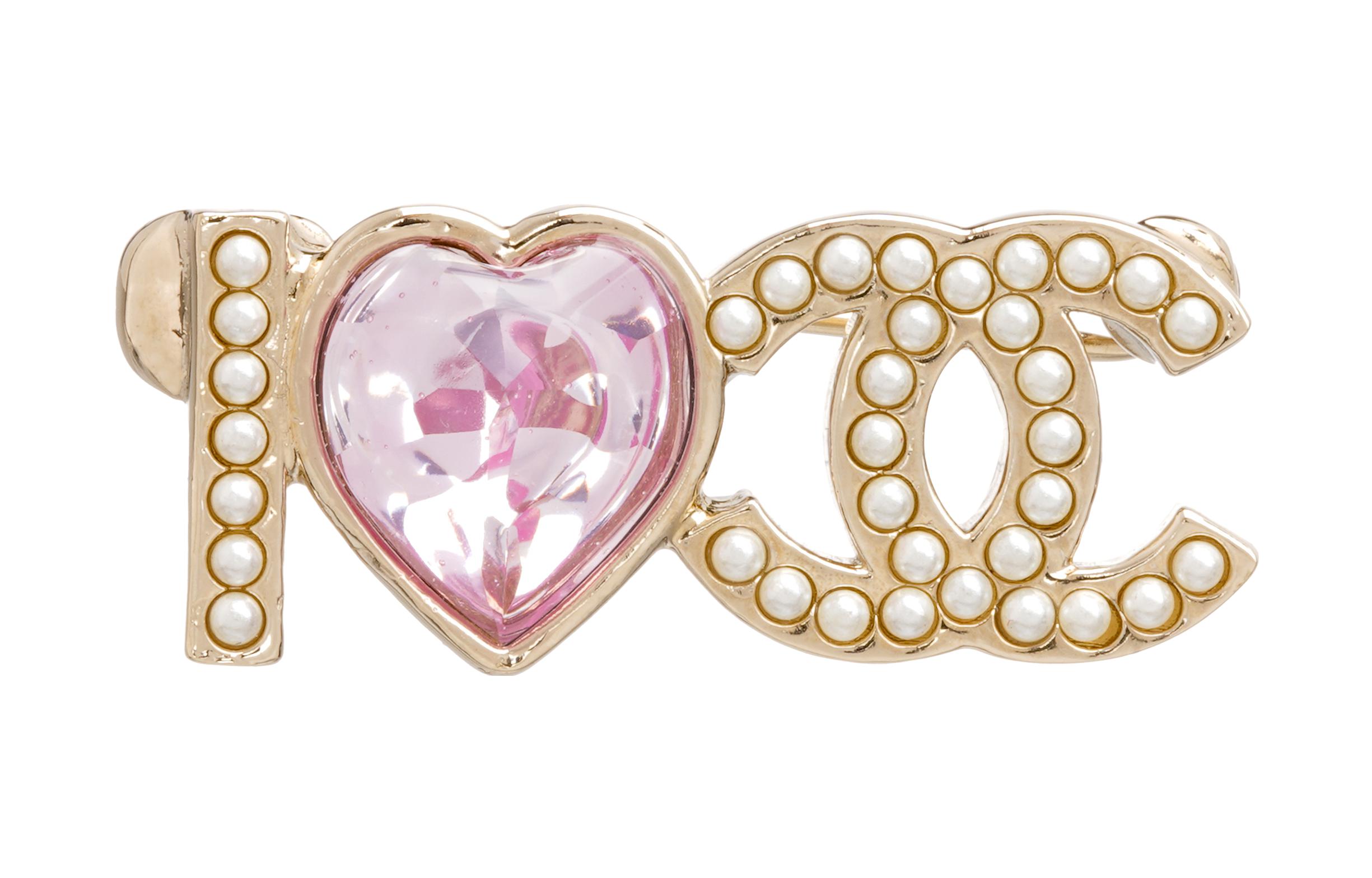 Order (Women) CHANEL Double C Pink Heart Gem Pearl Brooch for Women - "I Love Chanel" Pink. AB8205B08566NJ004
