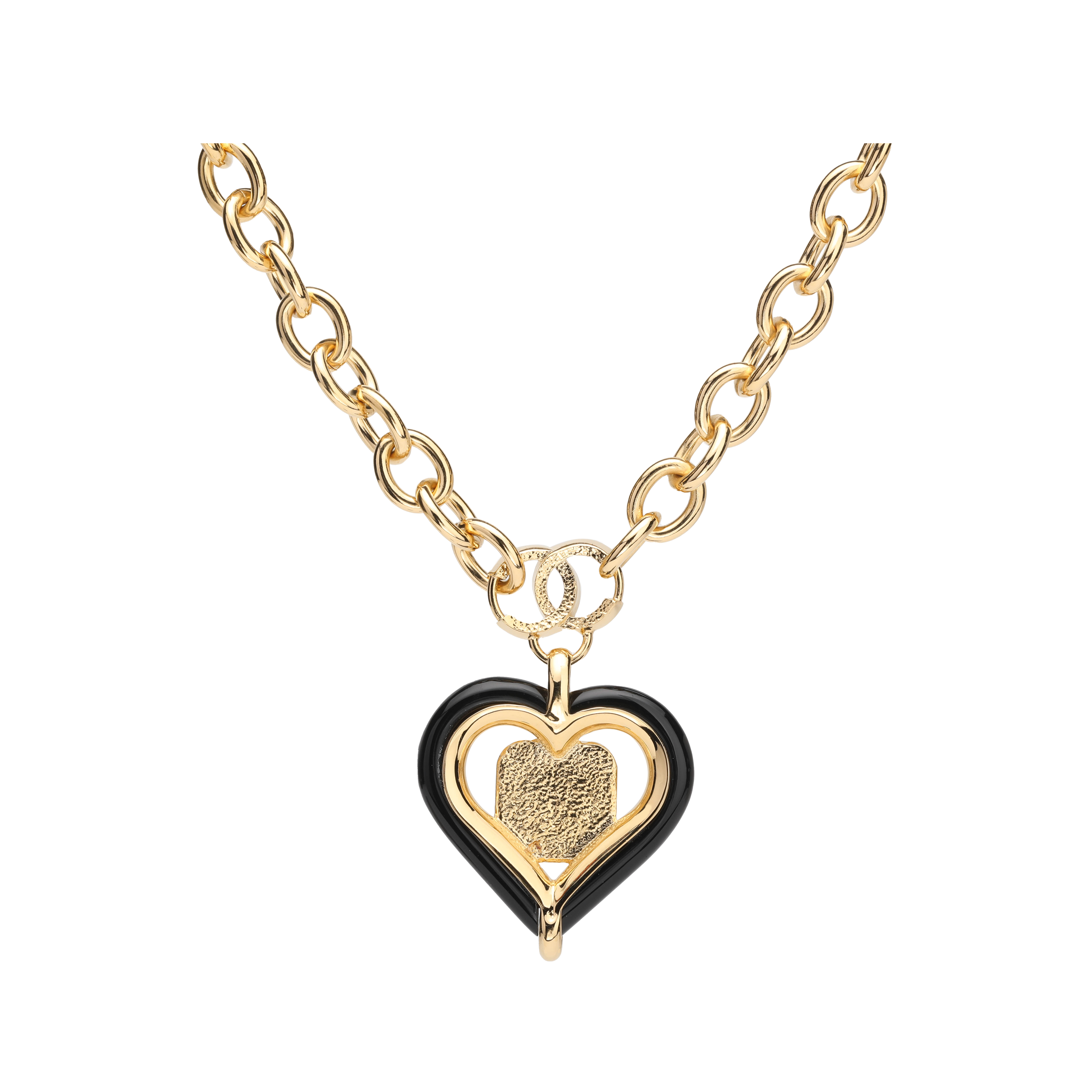Lookbook (Women) CHANEL Double C Red Heart Gold Necklace for Women AB9839-B09819-NL653
