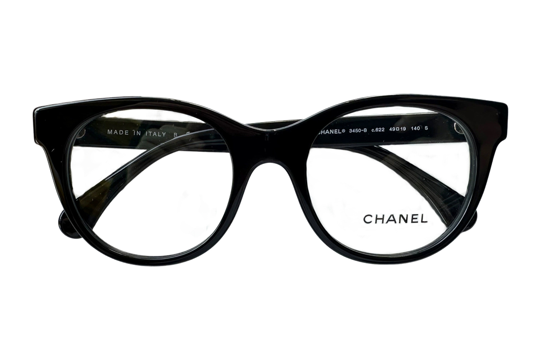 (Women) CHANEL Double C Rhinestone Butterfly Optical Glasses for Women - Black. CH3450B-C622