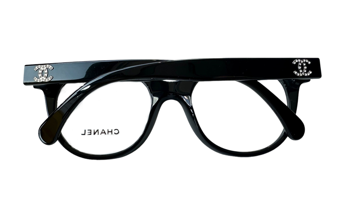 (Women) CHANEL Double C Rhinestone Butterfly Optical Glasses for Women - Black. CH3450B-C622 圖 3