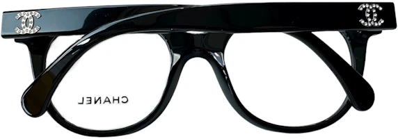 Lookbook (Women) CHANEL Double C Rhinestone Butterfly Optical Glasses for Women - Black. CH3450B-C622