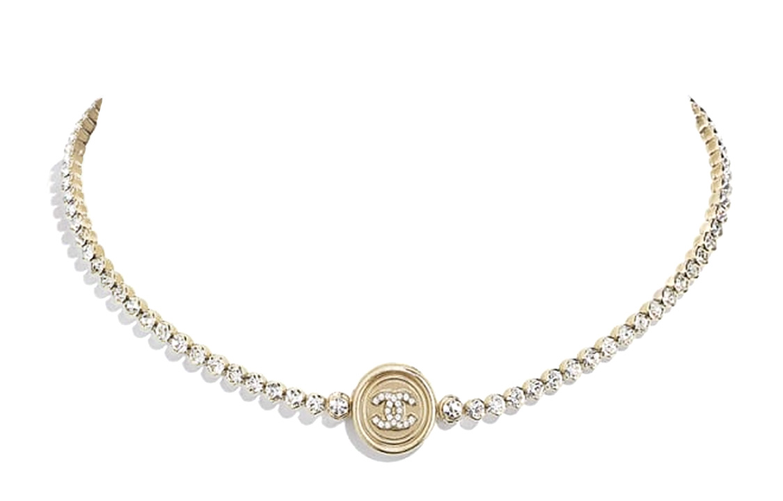 (Women) CHANEL Double C Rhinestone Coin Choker Necklace for Women. AB6235-B05696-NC476
