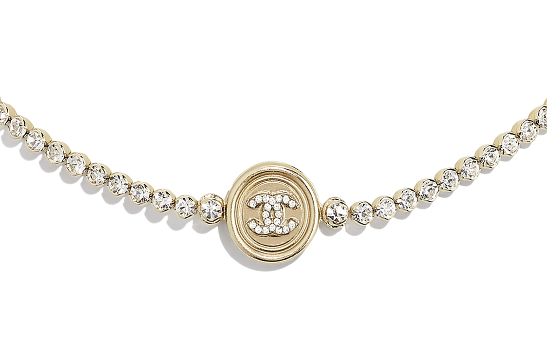 (Women) CHANEL Double C Rhinestone Coin Choker Necklace for Women. AB6235-B05696-NC476 圖 3