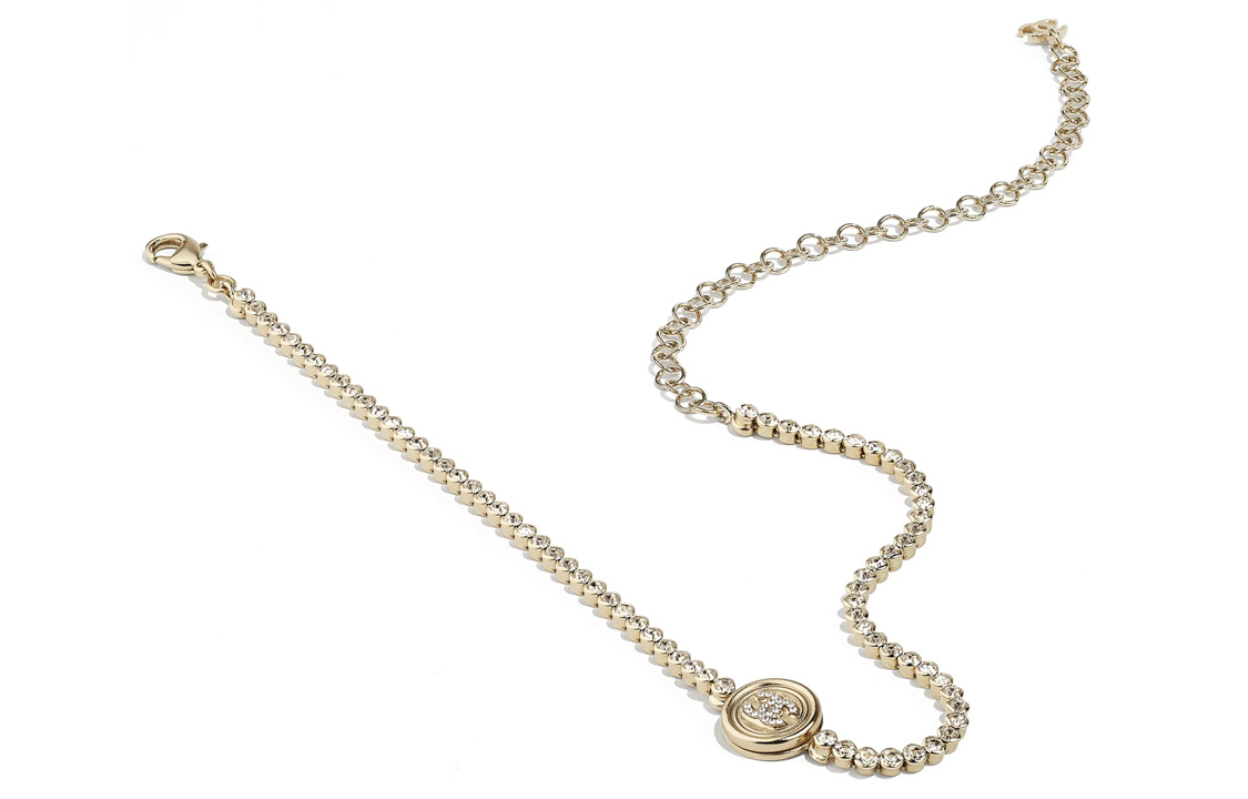 (Women) CHANEL Double C Rhinestone Coin Choker Necklace for Women. AB6235-B05696-NC476 圖 4