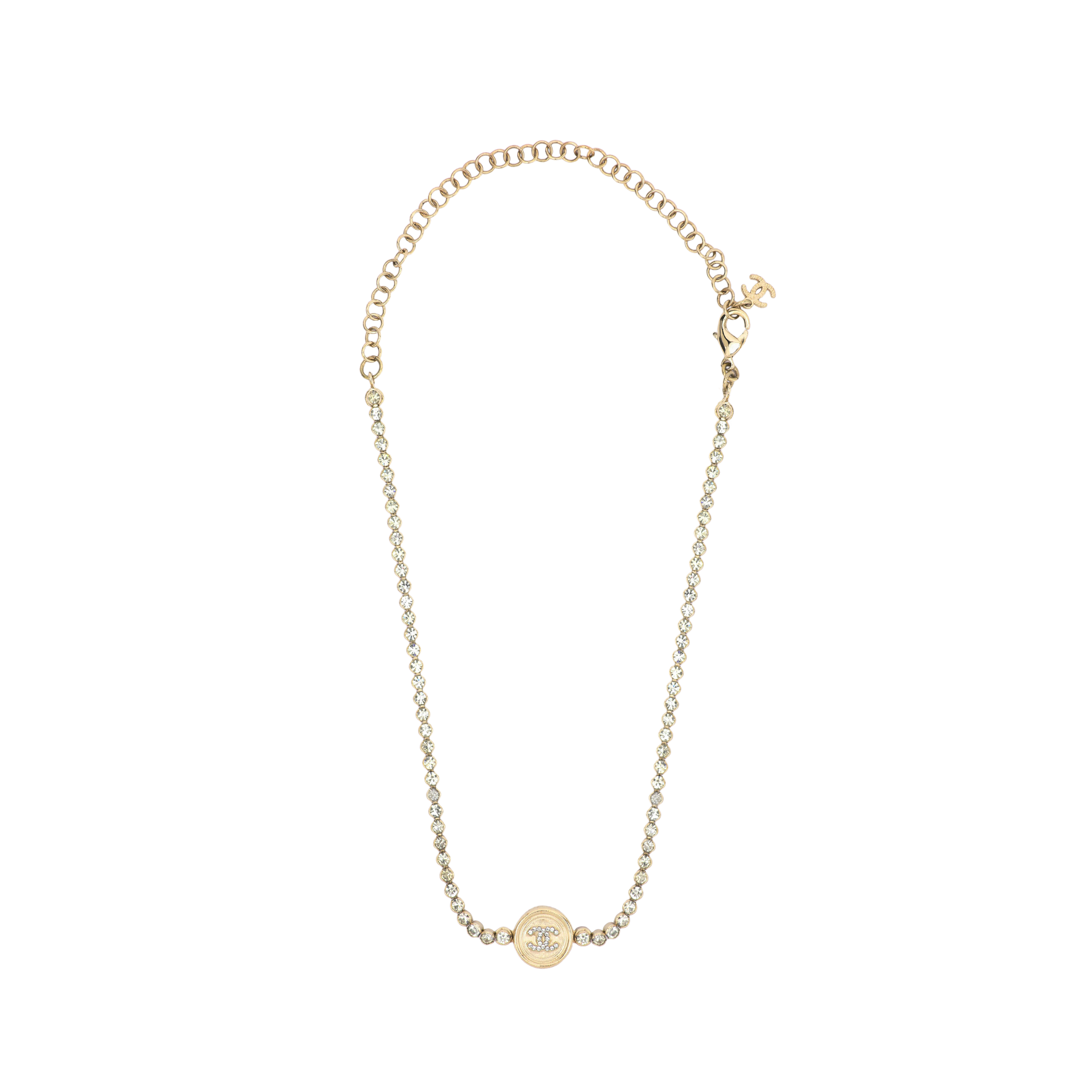 (Women) CHANEL Double C Rhinestone Coin Choker Necklace for Women. AB6235-B05696-NC476 圖 7