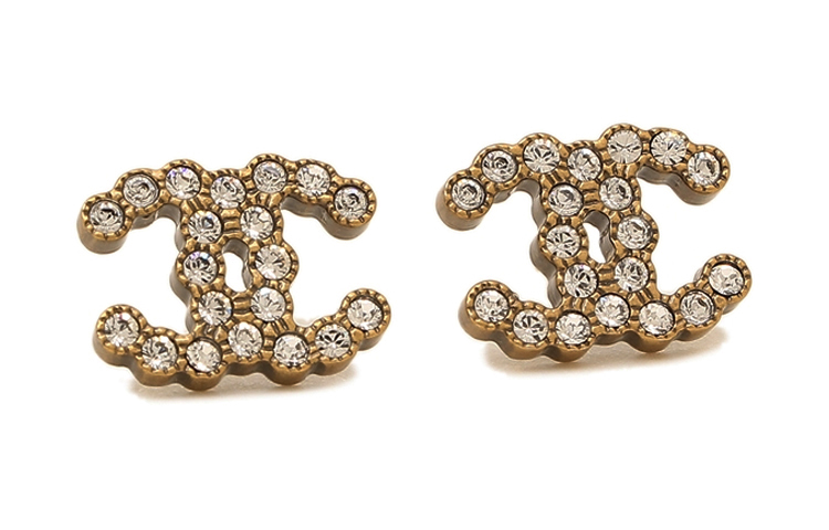 (Women) CHANEL Double C Rhinestone Earrings . AB3919-B02994-N6909