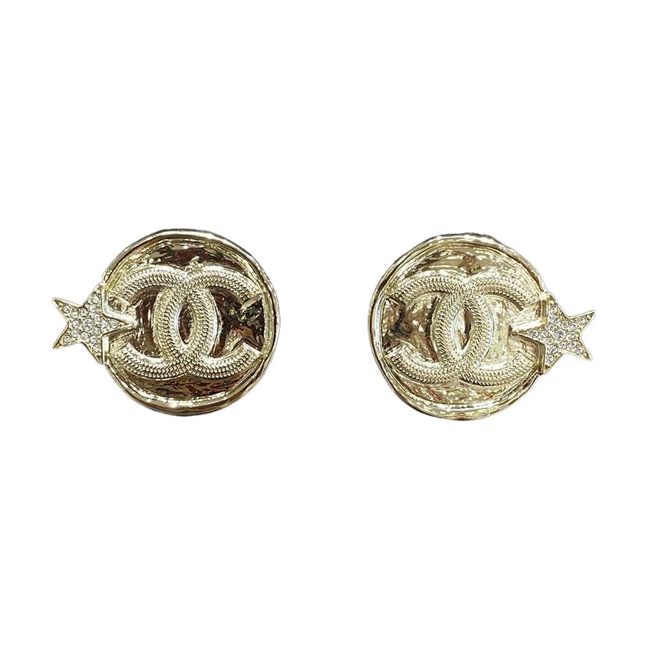 (Women) CHANEL Double C Star Rhinestone Round Earrings Gold 【2023 New】 ABB489-B14060-NR341 圖 2