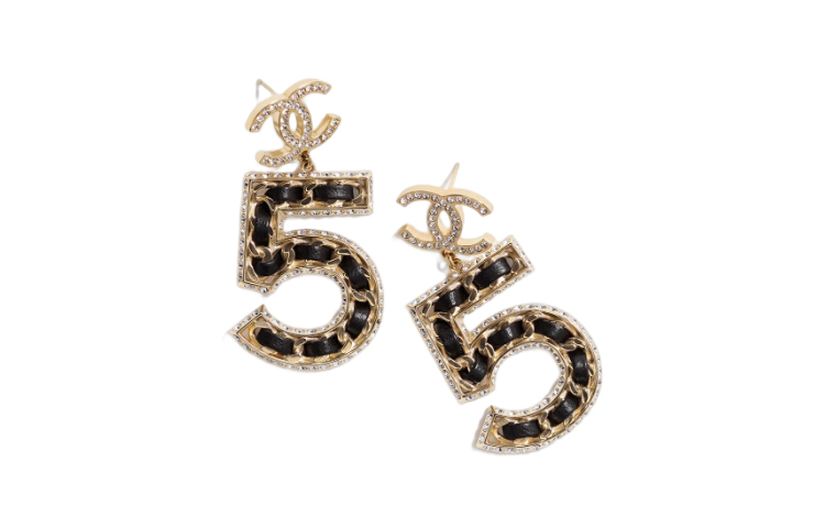 (Women) CHANEL Double C Stud Earrings  Black ABA168B10370NM705