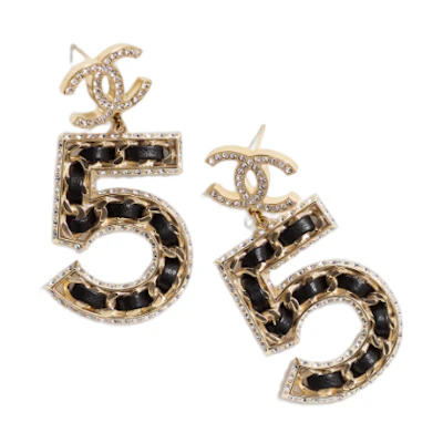 (Women) CHANEL Double C Stud Earrings Black ABA168B10370NM705