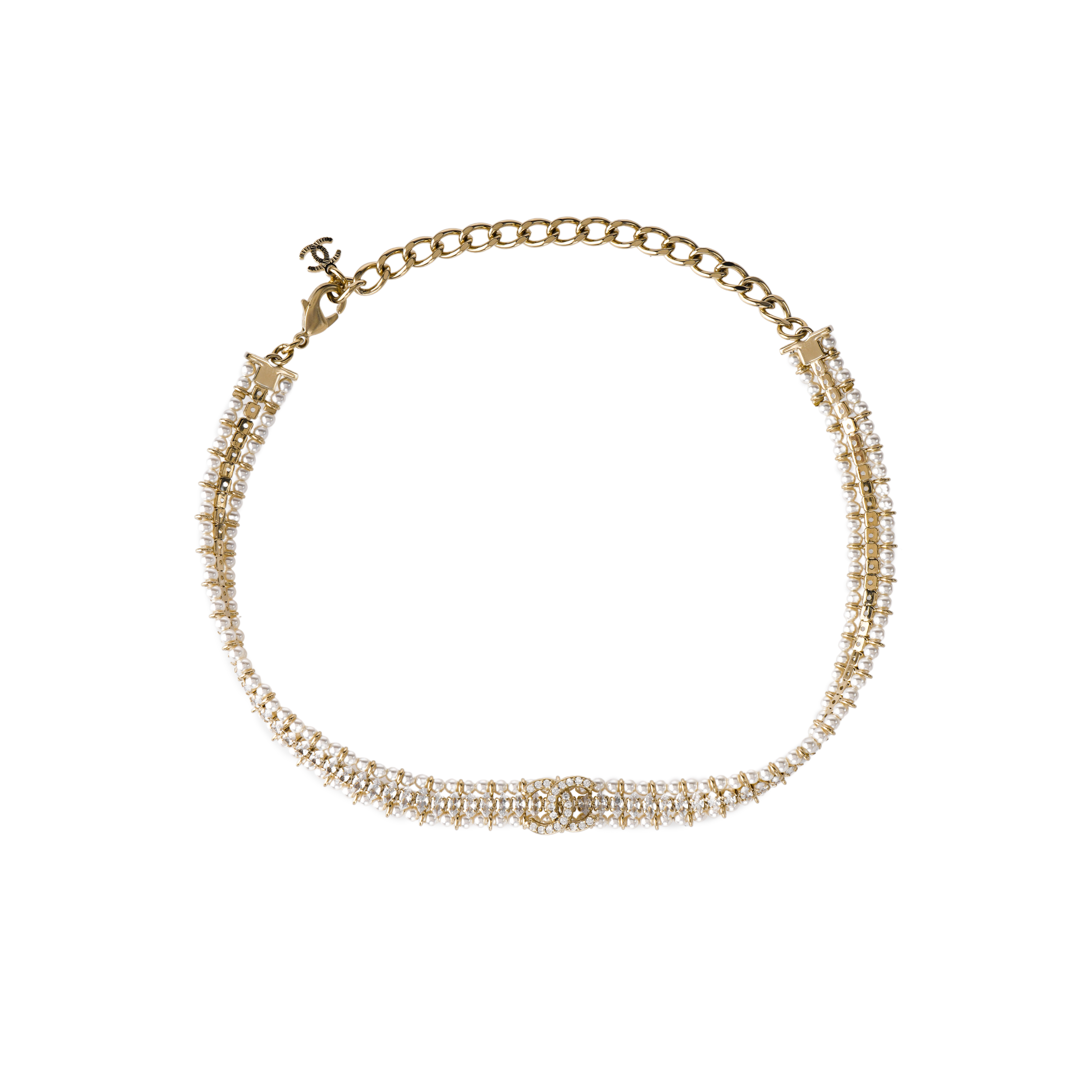 Order (Women) CHANEL Double C Trendy Metal Necklace for Women - White. AB9734-B09591-NL114