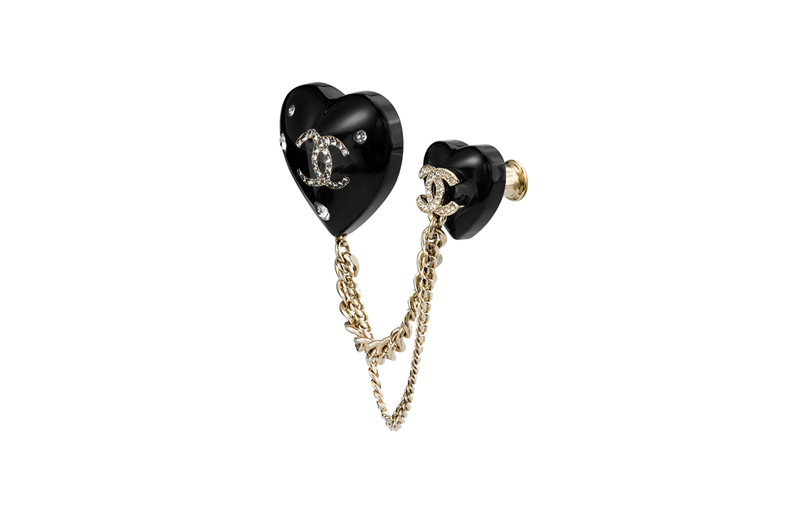(Women) CHANEL Double Heart Resin Metal Brooch for Women - Black. AB9376-B09080-NK212 圖 2