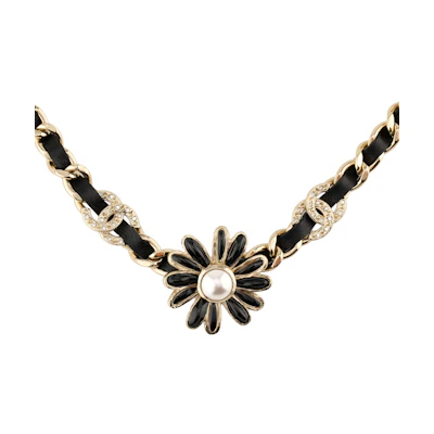 (Women) CHANEL Elegant Black/Gold Necklace for Women - Stylish and Versatile. AB9664-B09625-NL179