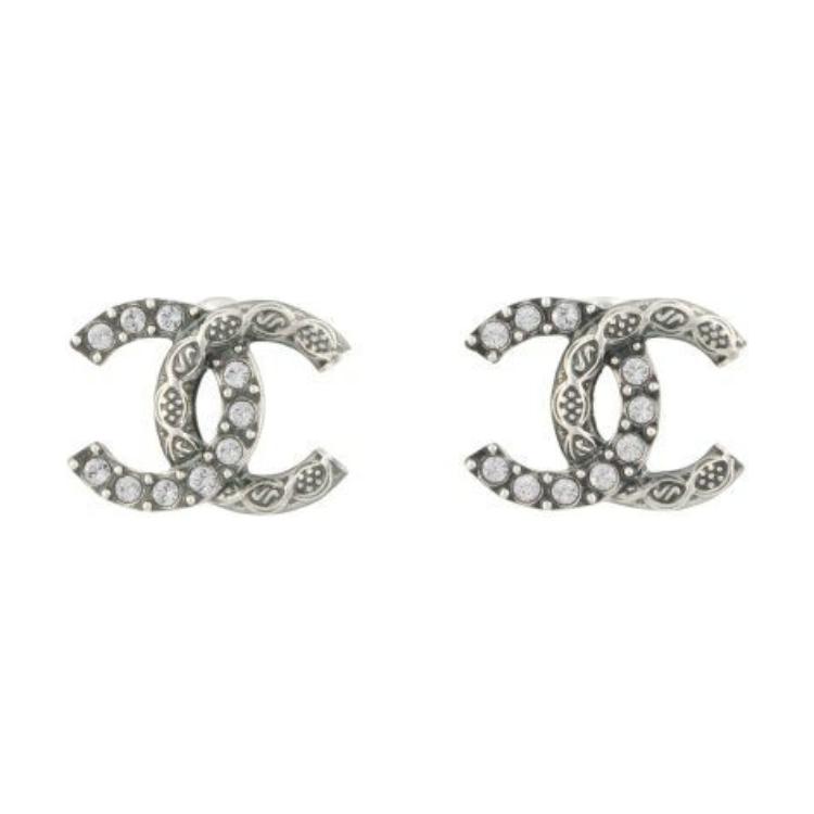 (Women) CHANEL Elegant Double C Logo Metal Earrings for Women - Silver ABD766-B17147-NZ519