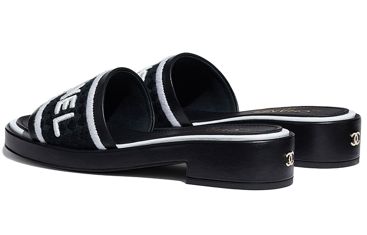 (W) Chanel Embroidered Lambskin Slipper 'Black' 圖 5