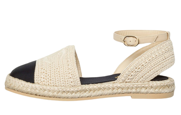 (W) Chanel Embroidered Sandals 'Beige'
