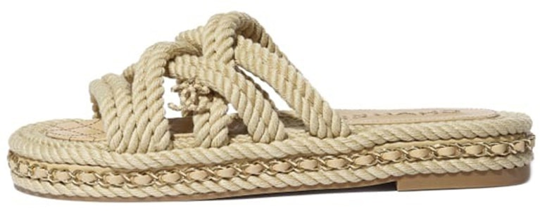香奈儿 綁繩編織時尚拖鞋 女款 米色 Buy 香奈儿 綁繩編織時尚拖鞋 女款 米色