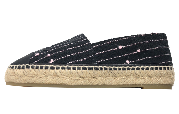 (W) Chanel Espadrilles 'Logo Fisherwoman Flat - Black'