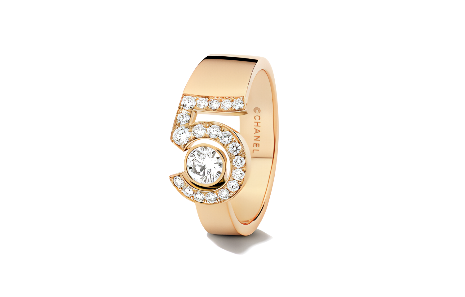 (Women) CHANEL Eternal N°5 Full Diamond 18K Gold Ring for Women - Gold. J12187