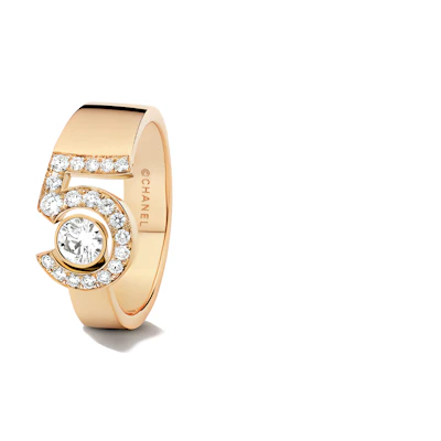 (Women) CHANEL Eternal N°5 Full Diamond 18K Gold Ring for Women - Gold. J12187