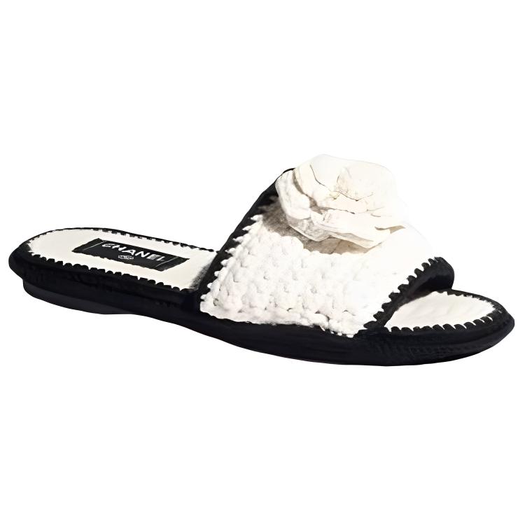 (W) Chanel Fabric 'Floral Decoration' Slides 'White' 圖 2