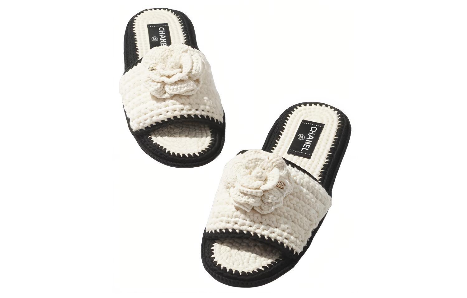 (W) Chanel Fabric 'Floral Decoration' Slides 'White' 圖 3