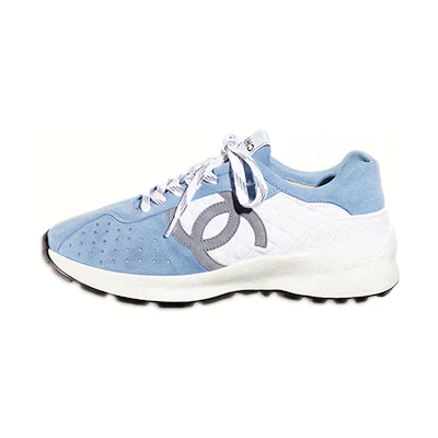 (W) Chanel Fabric and Suede Calfskin Sneakers 'Blue White'